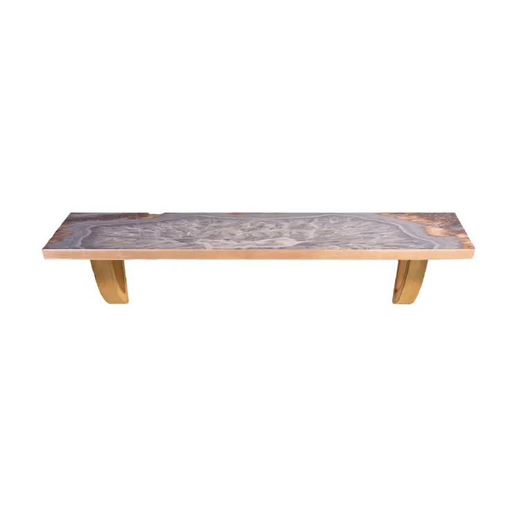 24" Gray And Natural Wood Wall Mounted Accent Shelf