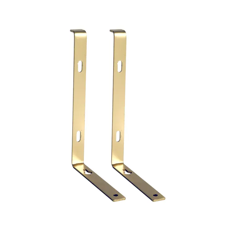 7" Set Of Two Gold Metal Wall Mounted Shelf Brackets
