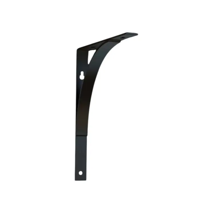 8" Set Of Two Black Curved Metal Wall Mounted Shelf Brackets