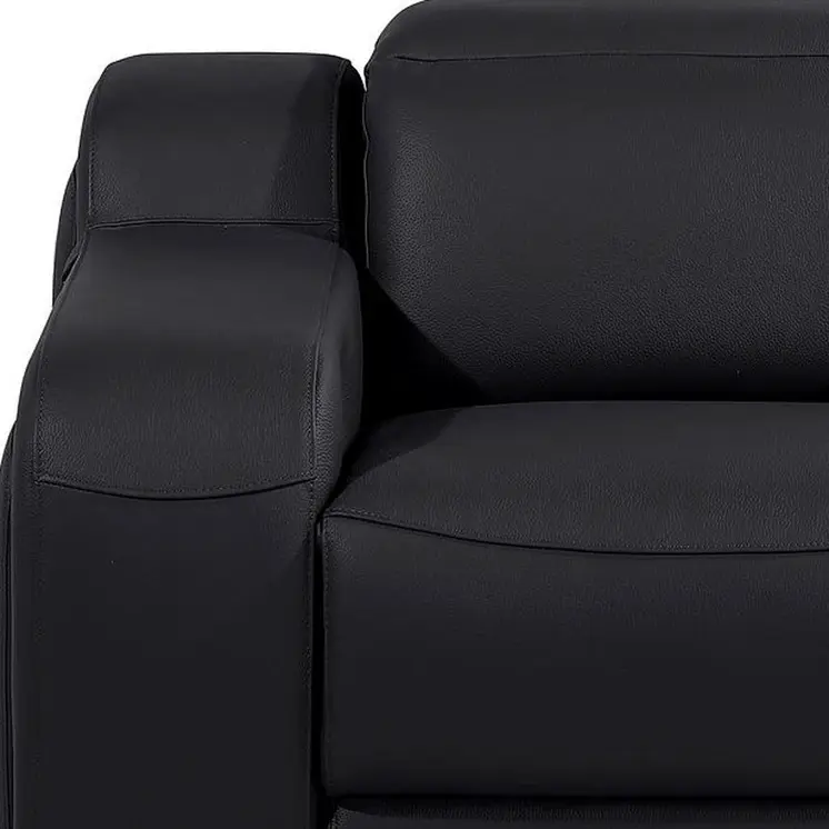 41" Black Italian Leather Wall Hugger Recliner With USB
