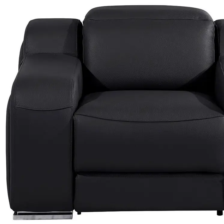 41" Black Italian Leather Wall Hugger Recliner With USB