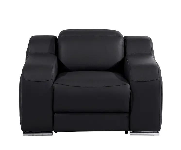 41" Black Italian Leather Wall Hugger Recliner With USB