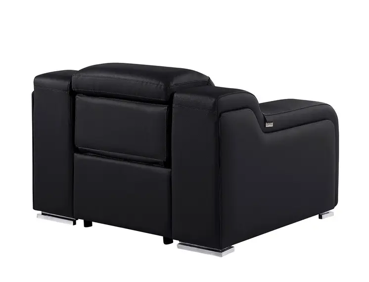 41" Black Italian Leather Wall Hugger Recliner With USB