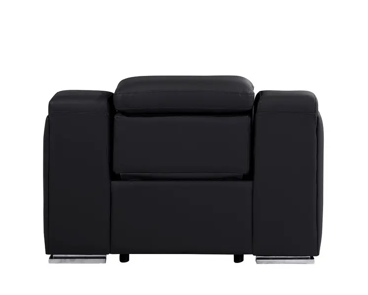 41" Black Italian Leather Wall Hugger Recliner With USB