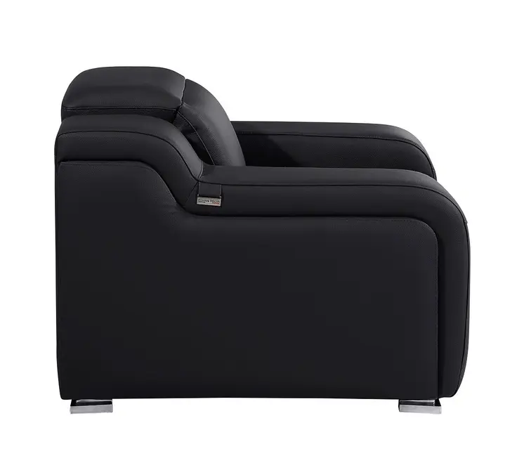 41" Black Italian Leather Wall Hugger Recliner With USB