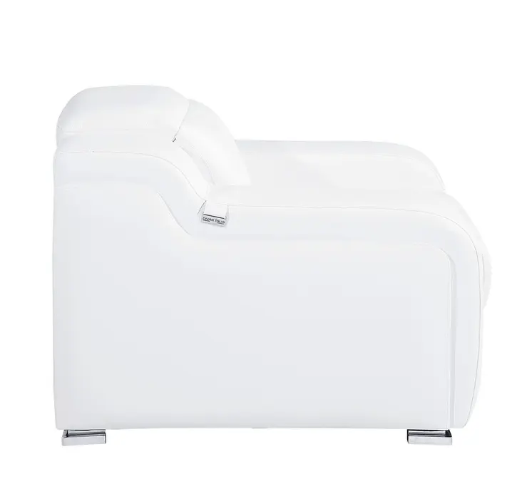41" White Italian Leather Wall Hugger Recliner With USB