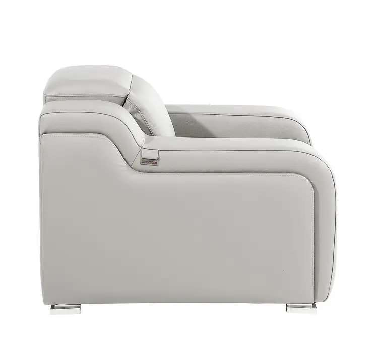 41" Light Gray Italian Leather Wall Hugger Recliner With USB