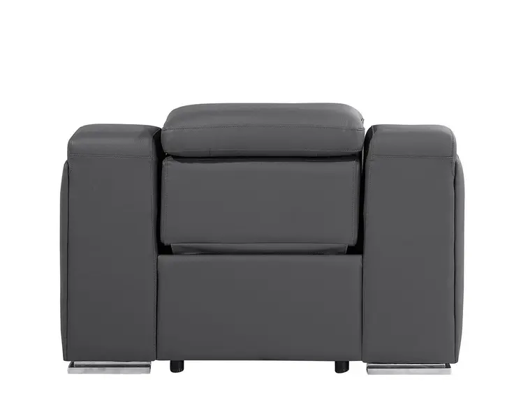 41" Dark Gray Italian Leather Wall Hugger Recliner With USB