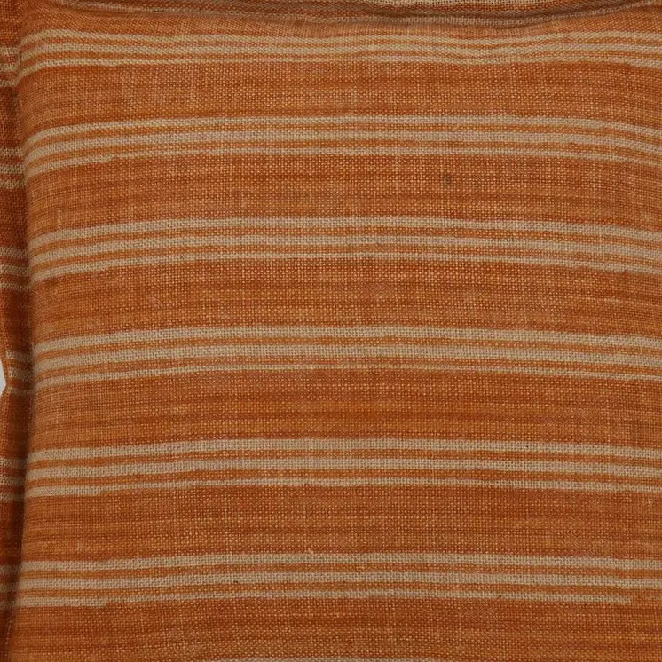 20" Cinnamon Striped Jute Throw Pillow