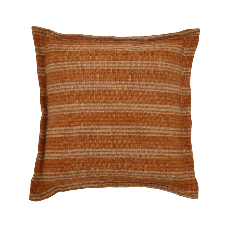 20" Cinnamon Striped Jute Throw Pillow