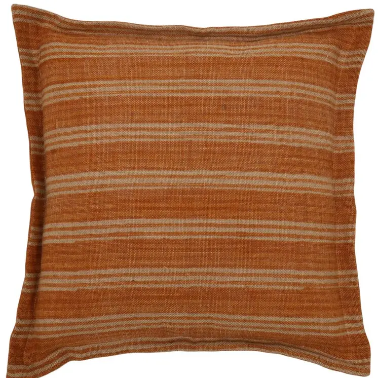 20" Cinnamon Striped Jute Throw Pillow