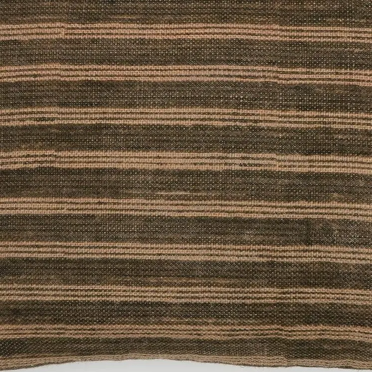 16" X 24" Cool Gray And Beige Lumbar Striped Jute Throw Pillow