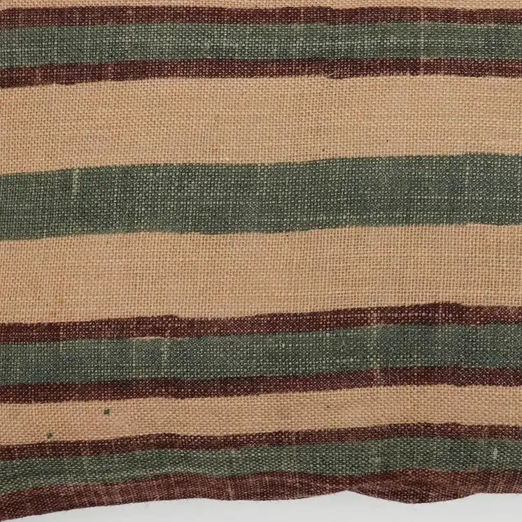 16" X 24" Beige And Brown Lumbar Striped Jute Throw Pillow