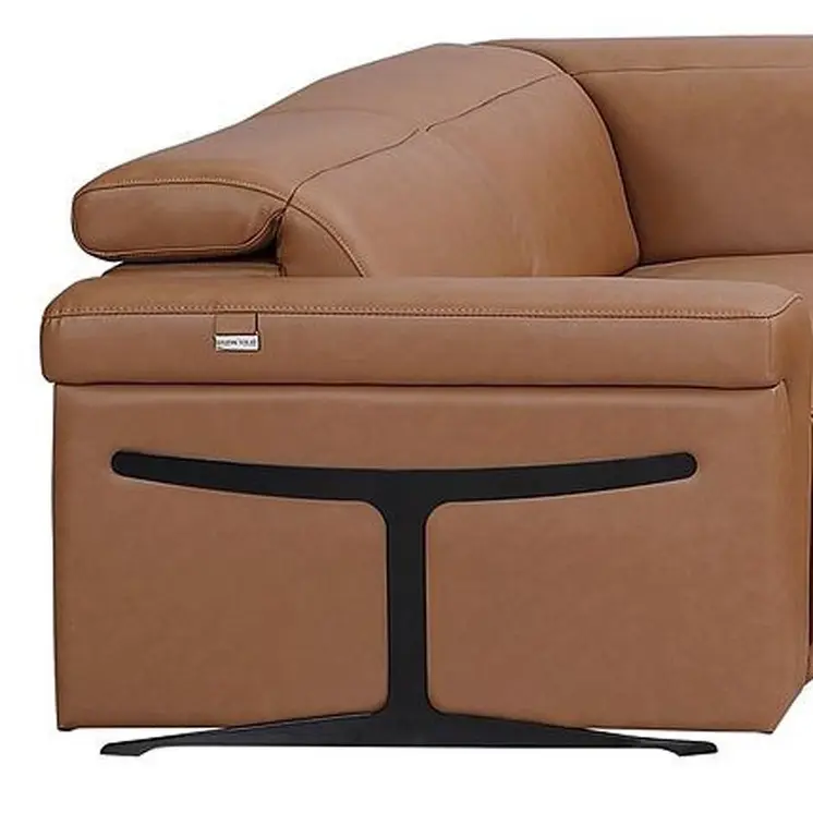 Chestnut Italian Leather Power Reclining U Shaped Eight Piece Corner Sectional With Console
