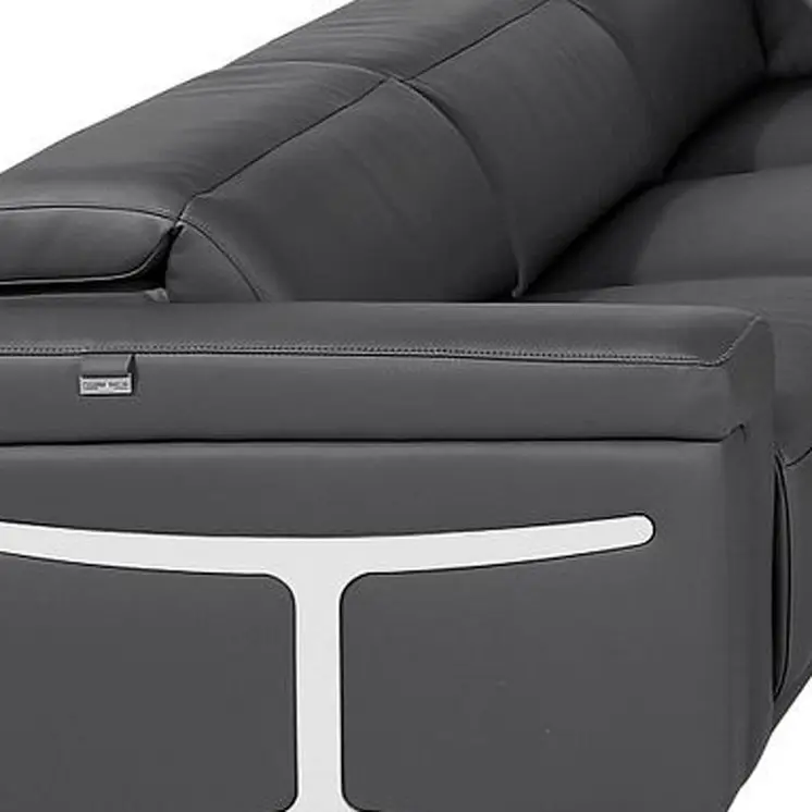 Dark Gray Italian Leather Power Reclining U Shaped Ten Piece Corner Sectional With Console