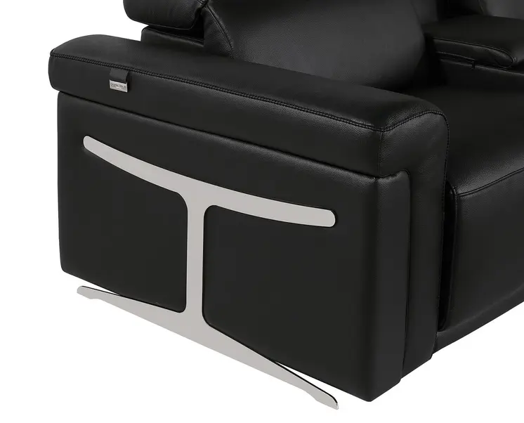 Black Italian Leather Power Reclining U Shaped Ten Piece Corner Sectional With Console