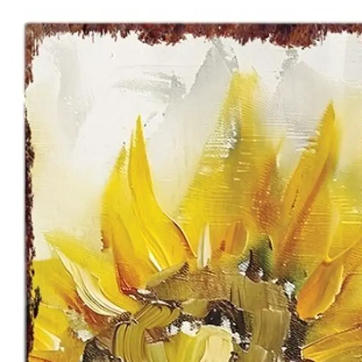 36" Brown Green And Yellow Solid Wood Sunflowers Porch Sign