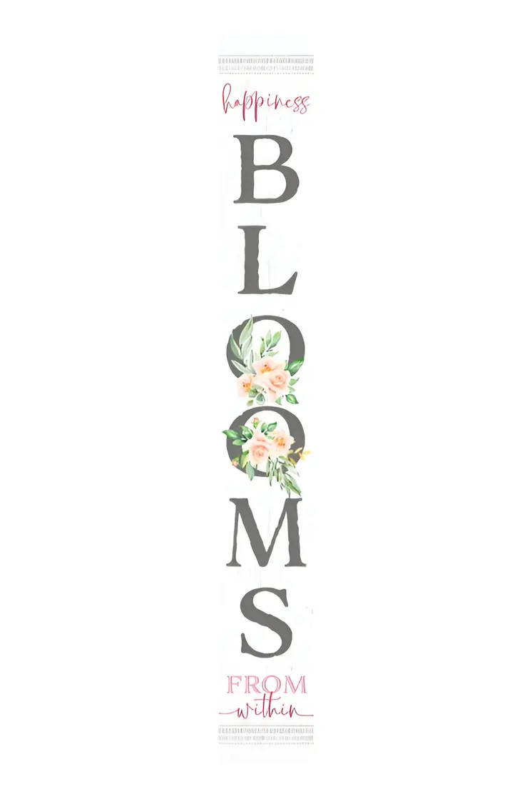 72" White Solid Wood Blooms Welcome Porch Sign
