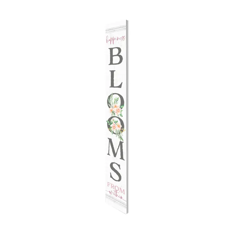 72" White Solid Wood Blooms Welcome Porch Sign