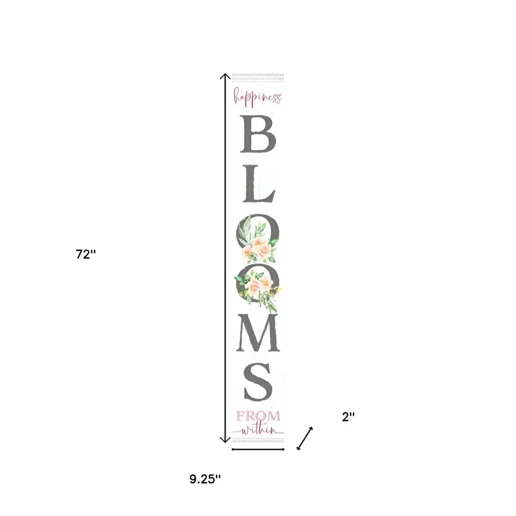 72" White Solid Wood Blooms Welcome Porch Sign