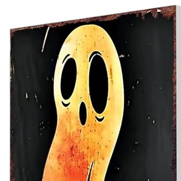 10" Black And Orange Halloween Pumpkin Solid Wood Garden Stake