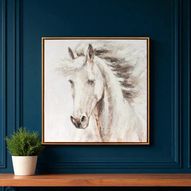 None Beige And Gray Framed Wall Art
