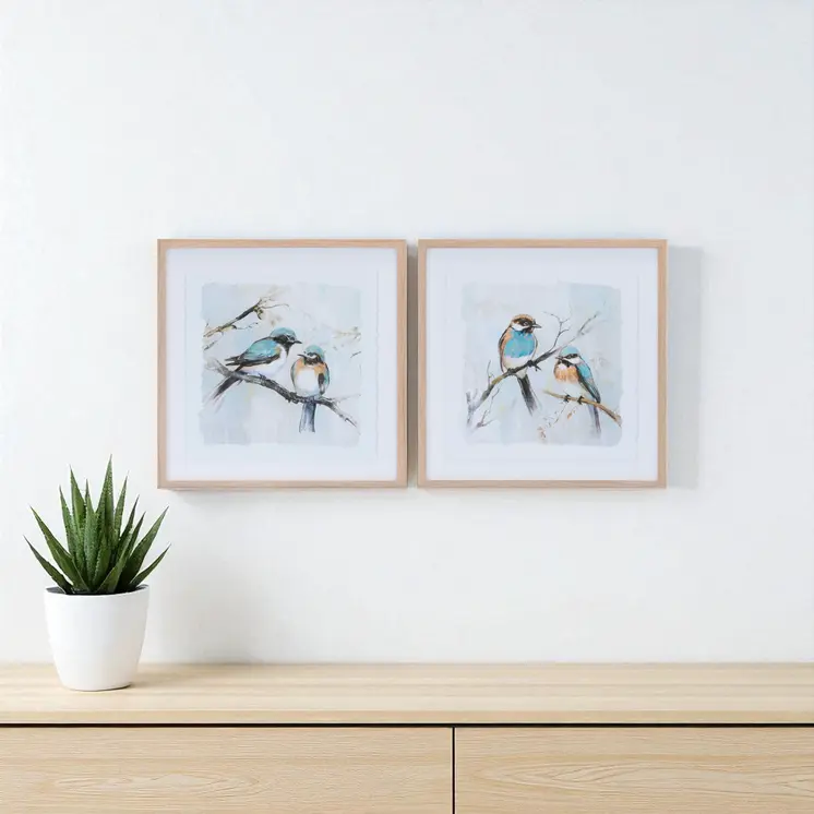 Set Of Two None Blue And White Framed Wall Art