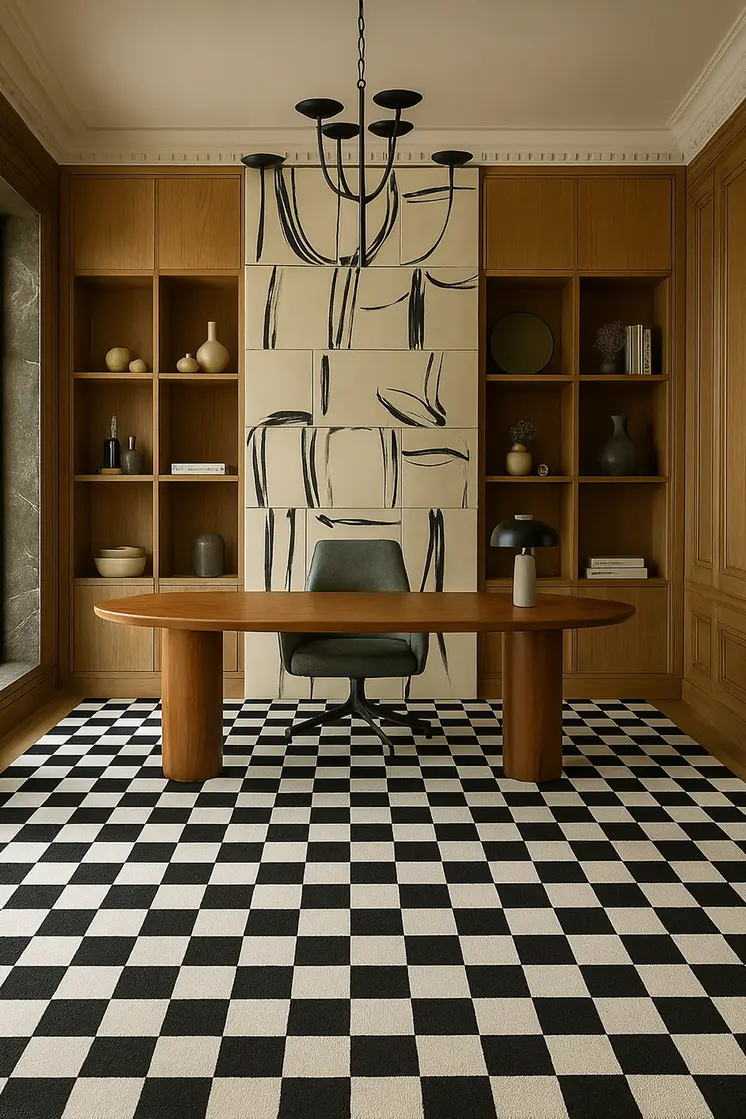 8' X 11' Black And White Checkered Area Rug