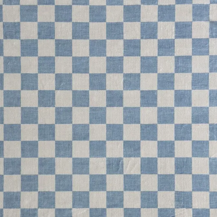 4' X 6' Blue And Off White Checkered Area Rug