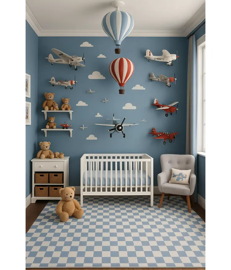 4' X 6' Blue And Off White Checkered Area Rug
