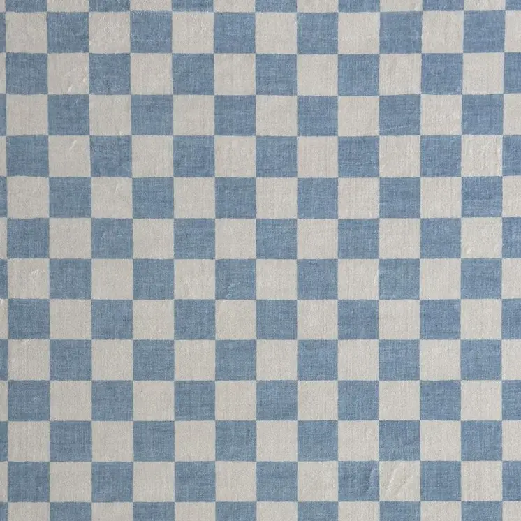 5' X 8' Blue And Off White Checkered Area Rug