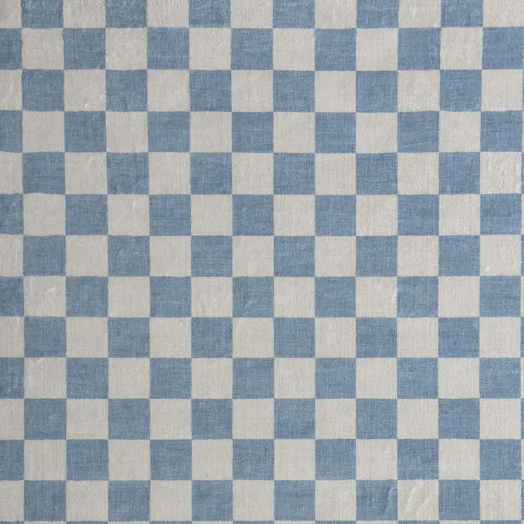 7' X 10' Blue And Off White Checkered Area Rug