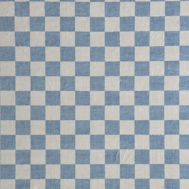 8' X 11' Blue And Off White Checkered Area Rug