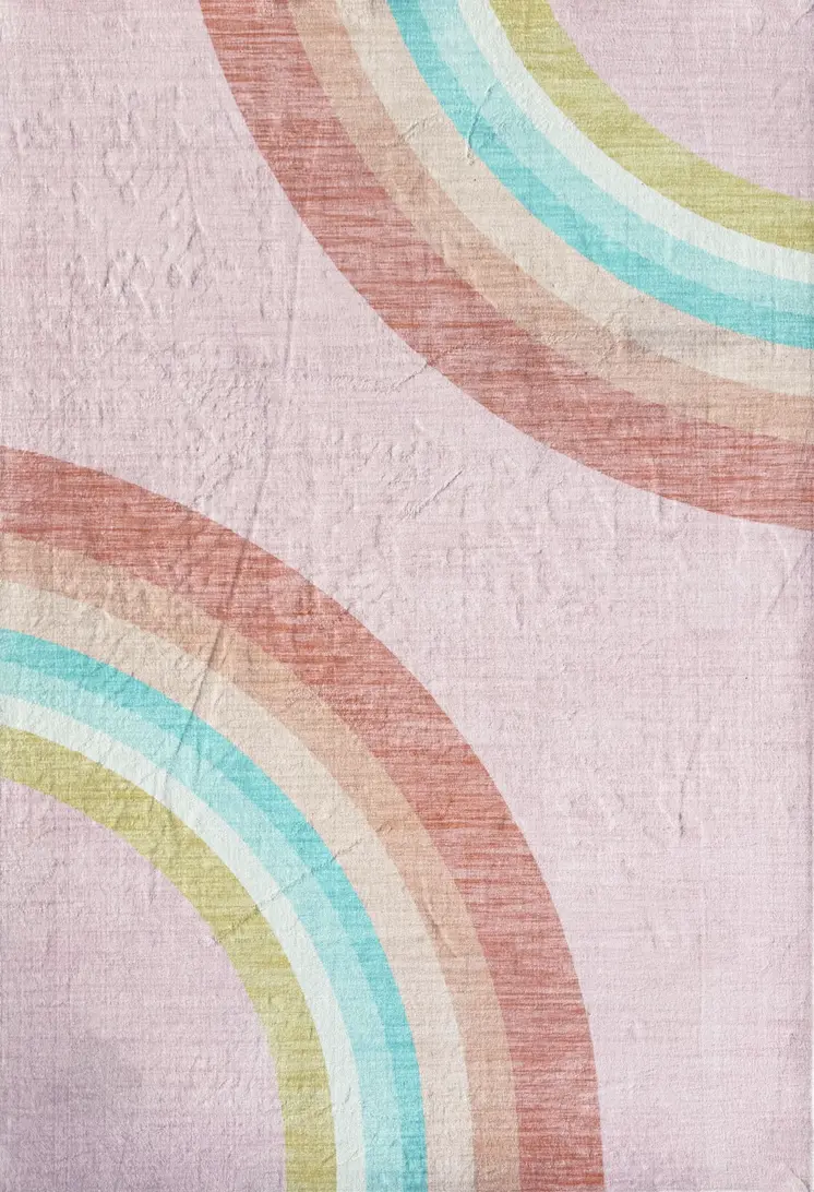 7' X 10' Pink Blue And Green Juvenile Rainbows Youthful Area Rug