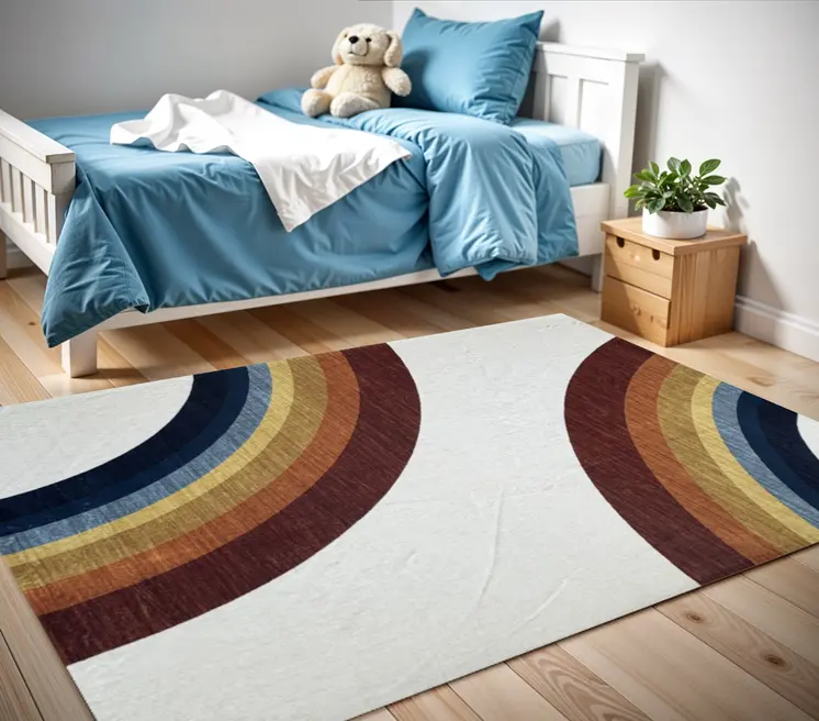 4' X 6' Red Orange And Blue Juvenile Rainbows Youthful Area Rug