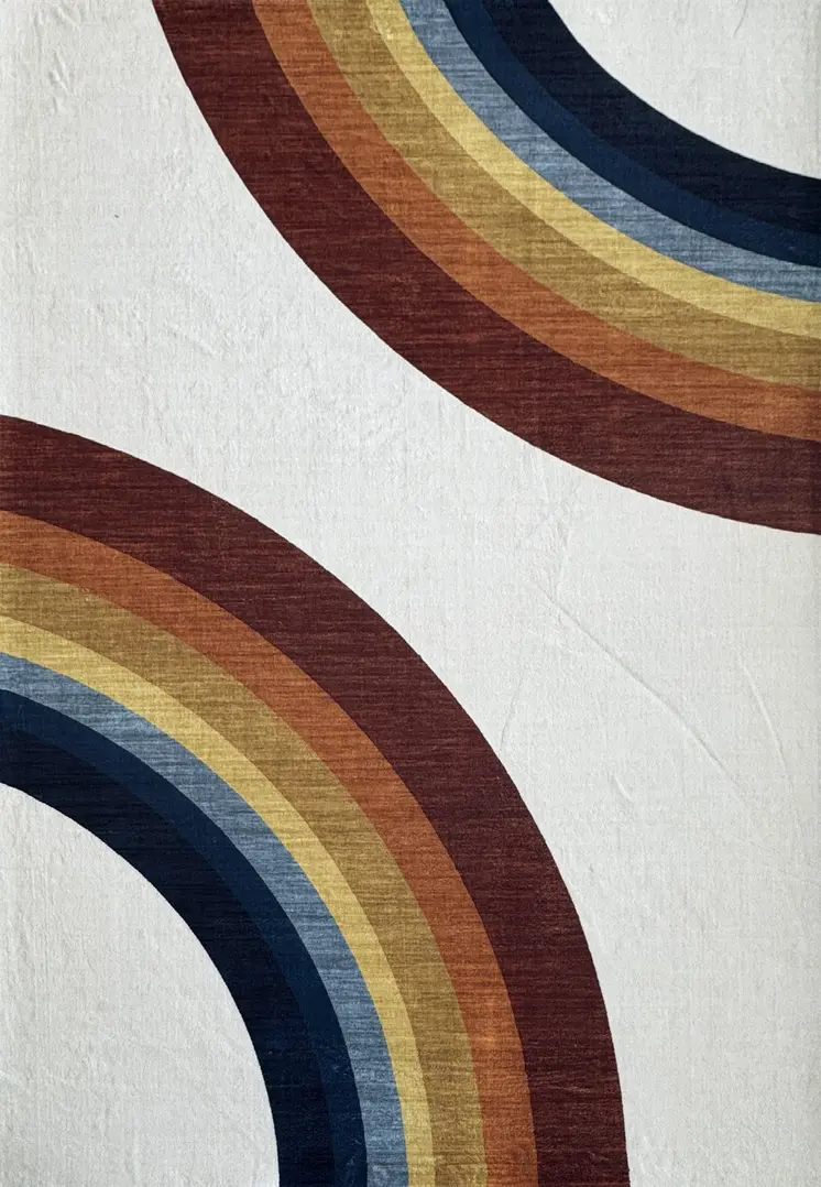 4' X 6' Red Orange And Blue Juvenile Rainbows Youthful Area Rug