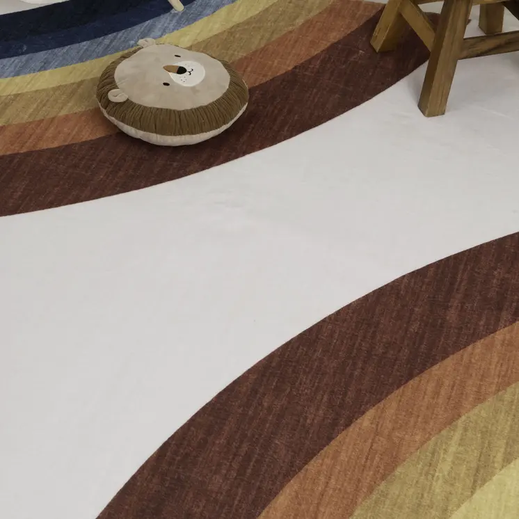 4' X 6' Red Orange And Blue Juvenile Rainbows Youthful Area Rug