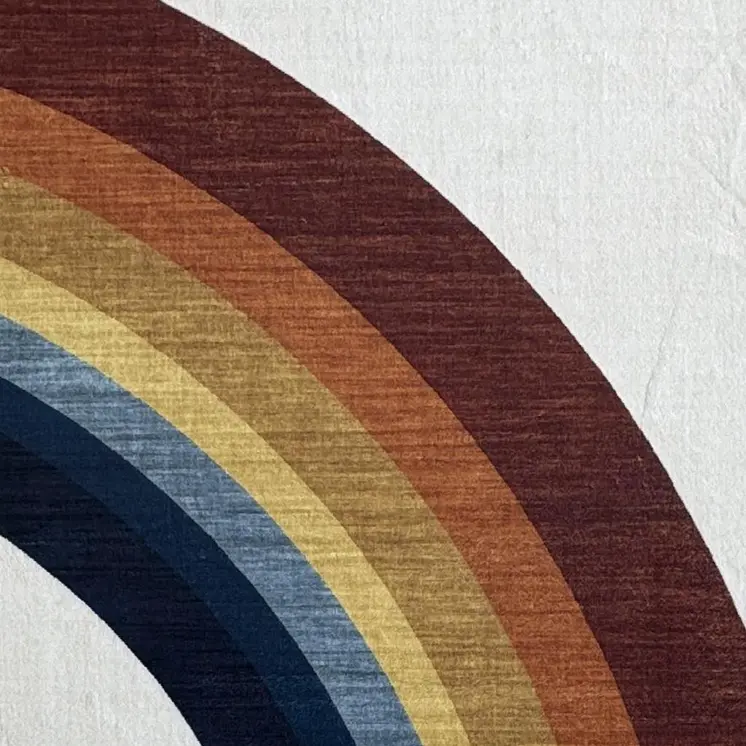 4' X 6' Red Orange And Blue Juvenile Rainbows Youthful Area Rug