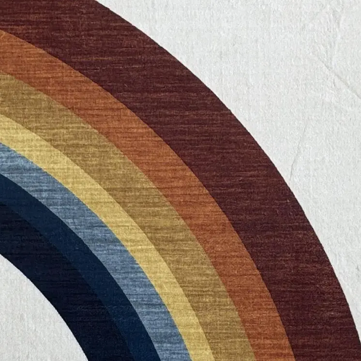 5' X 8' Red Orange And Blue Juvenile Rainbows Youthful Area Rug