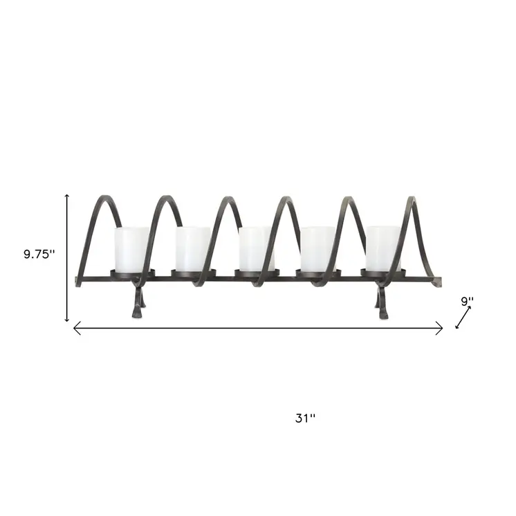 10" Black Metal Centerpiece Candelabra Candle Holder