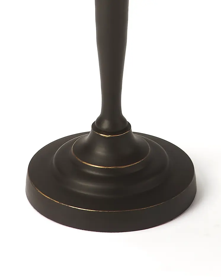 22" Black Distressed Aluminum Round Pedestal End Table