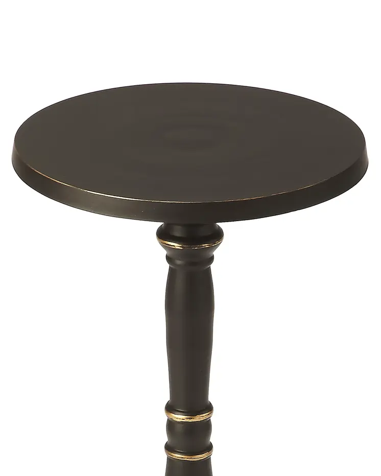 22" Black Distressed Aluminum Round Pedestal End Table