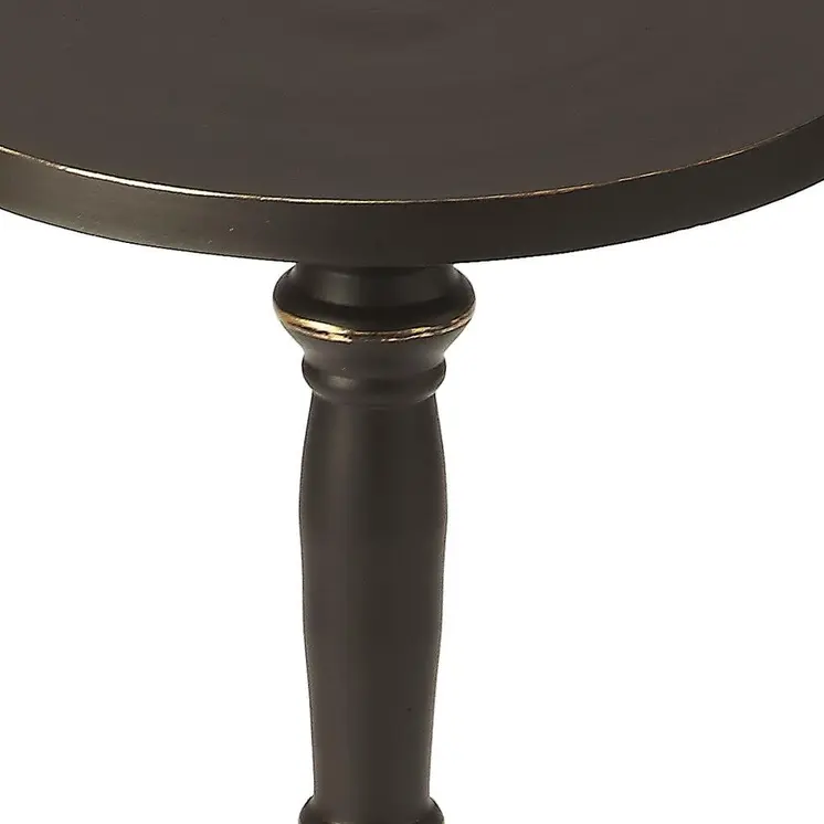 22" Black Distressed Aluminum Round Pedestal End Table