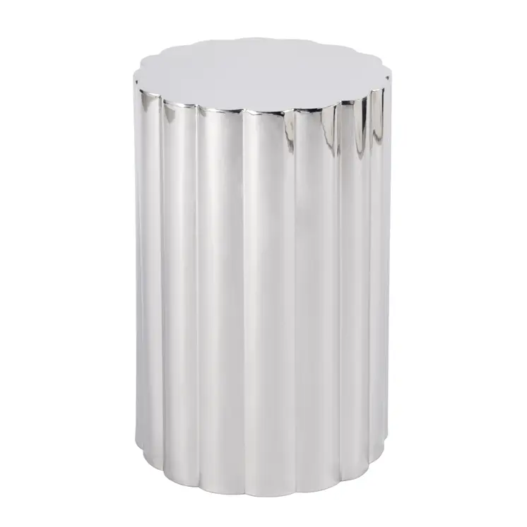 18" Silver Stainless Steel Block End Table