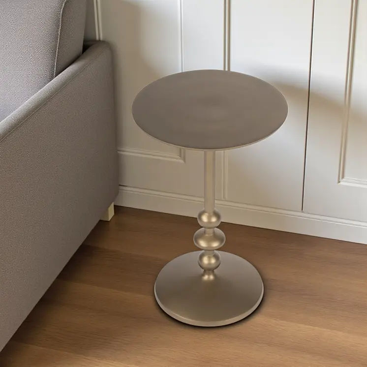 19" Bronze Aluminum Round Pedestal End Table