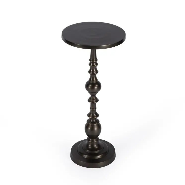 23" Bronze Metal Round Pedestal End Table