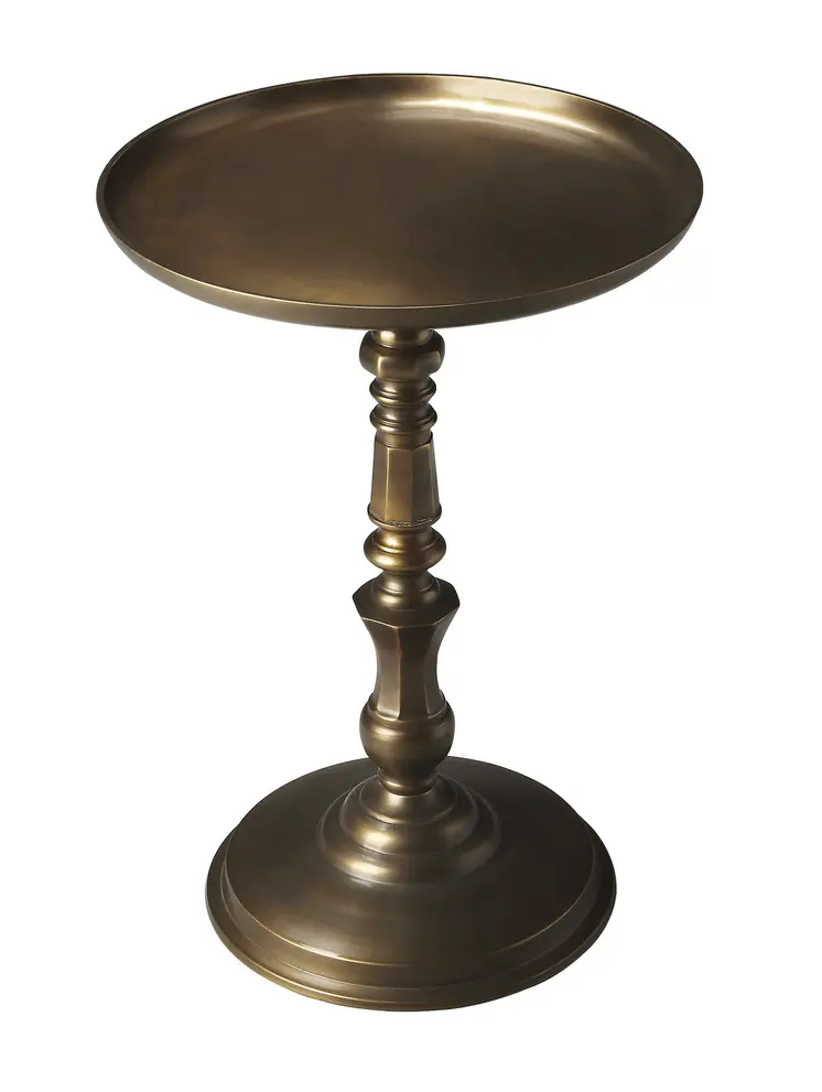 24" Bronze Metal Round Pedestal End Table