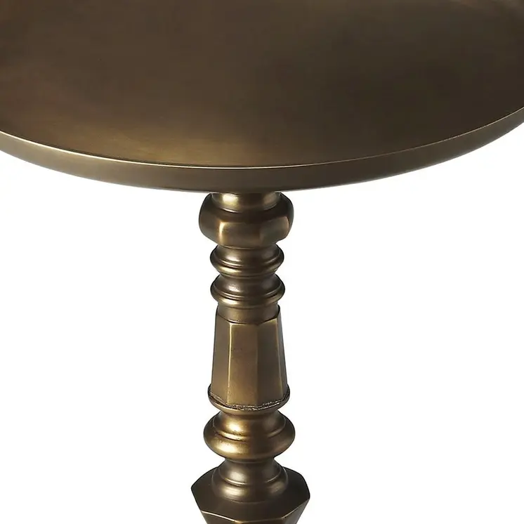 24" Bronze Metal Round Pedestal End Table