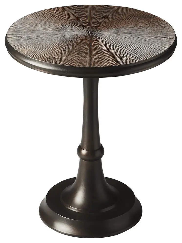 22" Bronze Metal Round Pedestal End Table