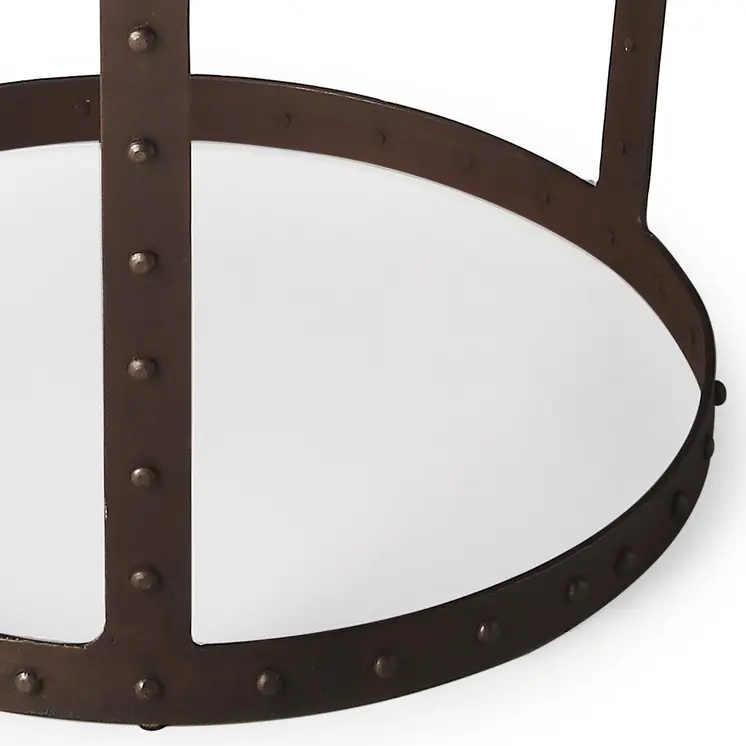 24" Copper and Bronze Metal Round Pedestal End Table